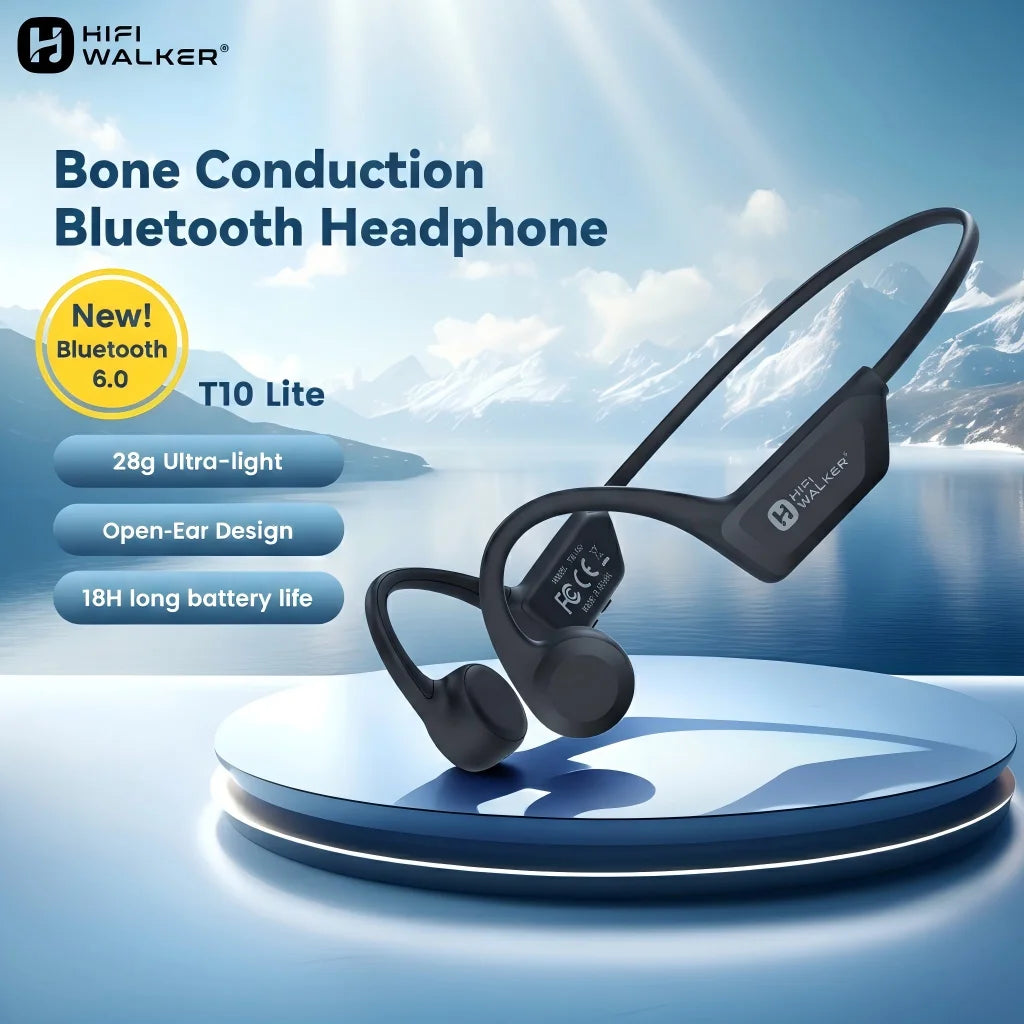 Bone Conduction Headphones Bluetooth 6.0, Open Ear Wireless Sports Earphones with Microphone, Long Battery for Run