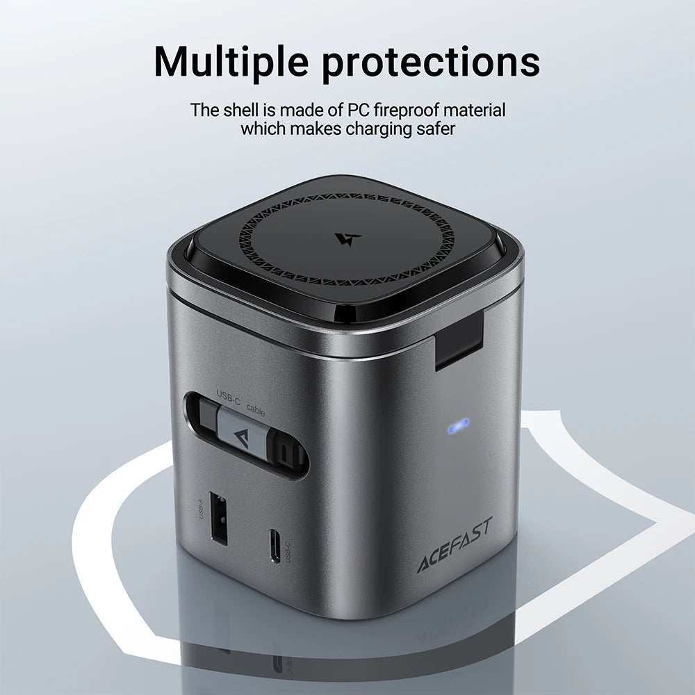 6 in 1 Multifunction 15W Magnetic Wireless Charging Station for Iphone 16 15 Gan PD65W Charging Cube USB C Fast Charging