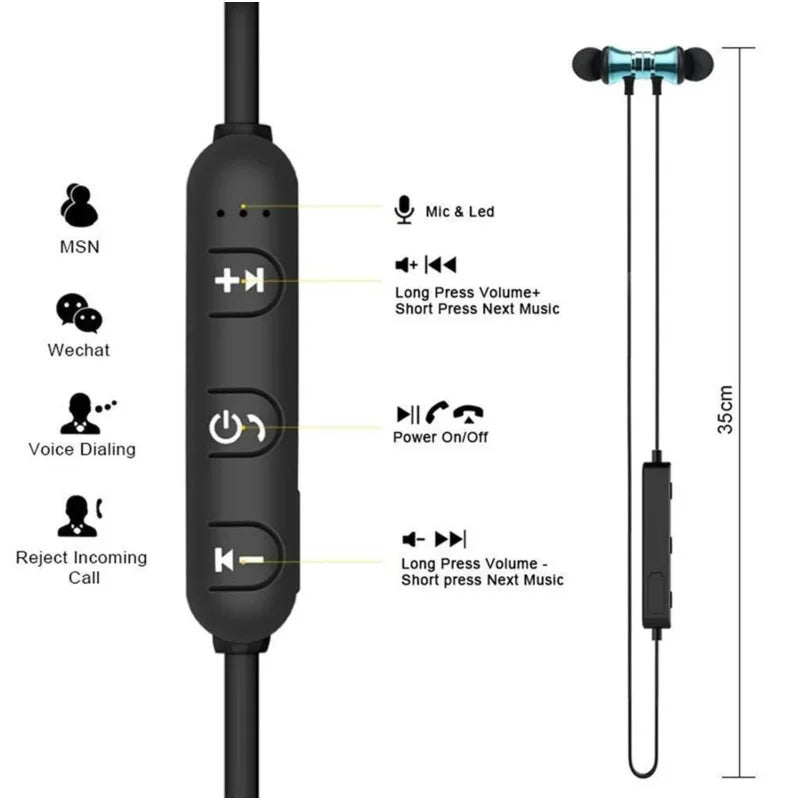 XT11 Sports Earphones in Ear Wireless Neckband Magnetic Headphones Waterproof Earbuds Stereo Music Bluetooth Headset with Mic
