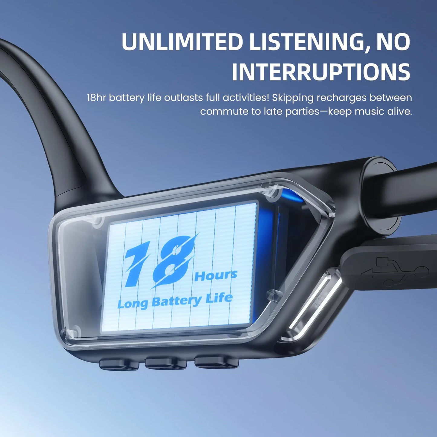 Bone Conduction Headphones Bluetooth 6.0, Open Ear Wireless Sports Earphones with Microphone, Long Battery for Run