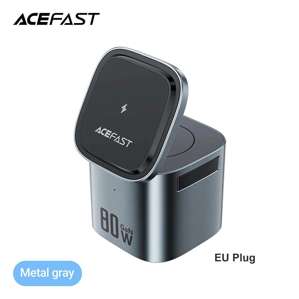 6 in 1 Multifunction 15W Magnetic Wireless Charging Station for Iphone 16 15 Gan PD65W Charging Cube USB C Fast Charging